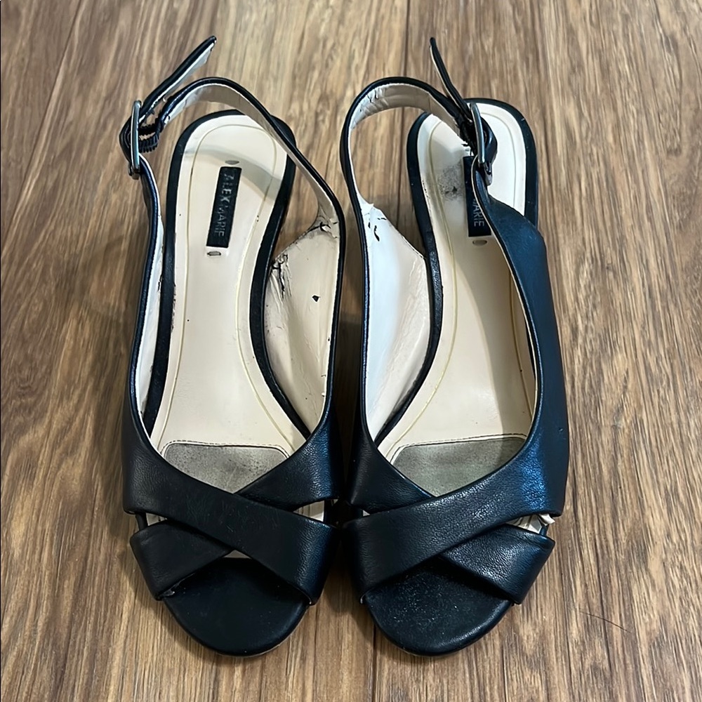 Alex Marie Black Heels with Peep-Toe Design